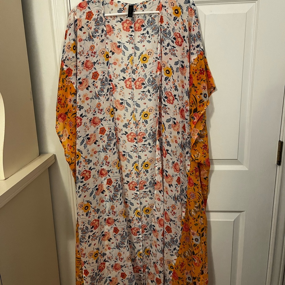 Lane Bryant floral sheer long kimono.